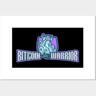 bitcoin warrior viking woman Posters and Art